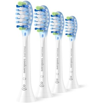 Philips Rezerve Philips Sonicare Plaque Defence HX9044/87, pachet de 4 capete de periere, Standard, click-on, sincronizarea modurilor BrushSync, Alb