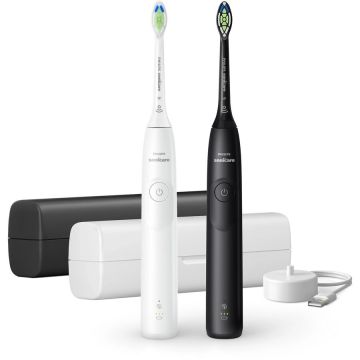 Philips Set 2 Periute de dinti electrice, Philips, Sonicare HX7109/01, Curatare eficienta,10x15x22cm, Alb / Negru