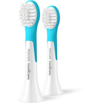 Philips Set de 2 capete pentru copii Philips Sonicare Compact Soft HX6032/90, Rigiditate medie, Dimensiune compacta, Aqua White, Alb-Albastru