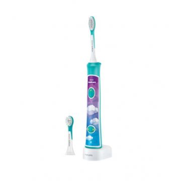 Philips Sonicare Kids HX6322/04, Bluetooth® incorporat, 2 moduri, 2 capete de periere, Numar de miscari/minut 62000, Alb/Albastru