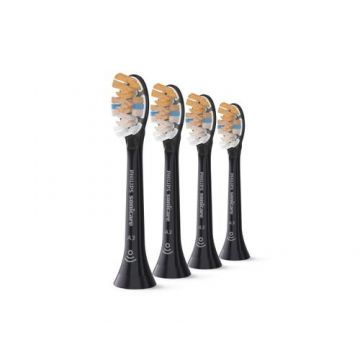 Rezerve Philips Sonicare A3 Premium All in One HX9094/88, pachet de 4 capete de periere standard, sincronizarea modurilor BrushSync (Negru)