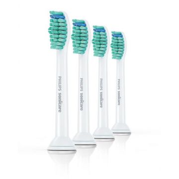 Rezerve Philips Sonicare Pro Results HX6014/87, pachet de 4 capete de periere, Standard, click-on, sincronizarea modurilor BrushSync (Alb)