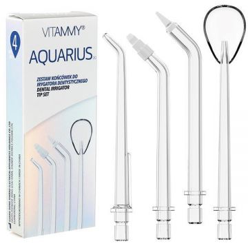 Set 4 rezerve duze profesionale Vitammy Aquarius, pentru irigatorul bucal Vitammy Aquarius, Transparent