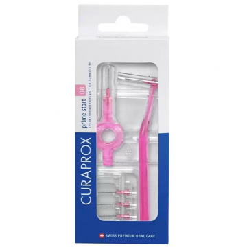 Set Periute Interdentare, Curaprox, CPS 08 Prime Start, pentru Curatarea Spatiilor Interdentare, impotriva Gingivitei, Culoare Roz, 5 buc
