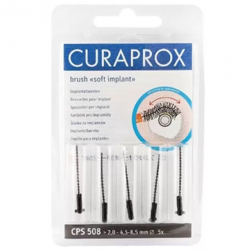 Set Periute Interdentare, Curaprox, Soft Implant, 508, pentru Ingrijirea Implanturilor Dentare, 2mm, Culoare Negru, 5 buc.