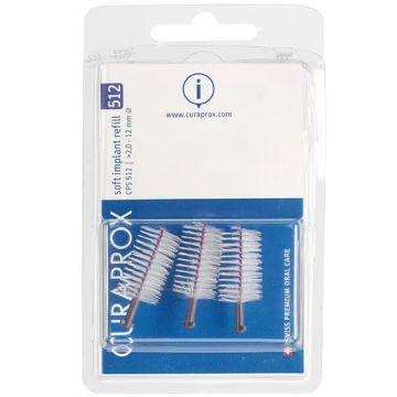 Set Periute Interdentare, Curaprox, Soft Implant, 512, pentru Ingrijirea Implanturilor Dentare, 2mm, Culoare Alb, 3 buc.