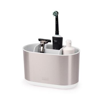 Suport pentru periuța de dinți argintiu din oțel inoxidabil Duo Steel – Joseph Joseph